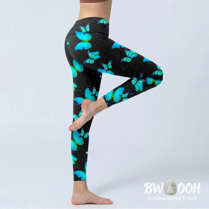 BWOOOH printed yoga leggings - Butterfly Starlight Print Exercise Leggi