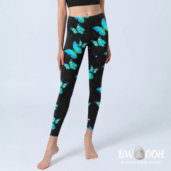 BWOOOH printed yoga leggings - Butterfly Starlight Print Exercise Leggi