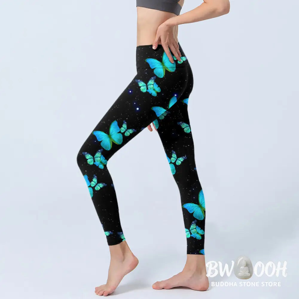 BWOOOH printed yoga leggings - Butterfly Starlight Print Exercise Leggi