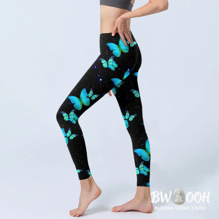 BWOOOH printed yoga leggings - Butterfly Starlight Print Exercise Leggi