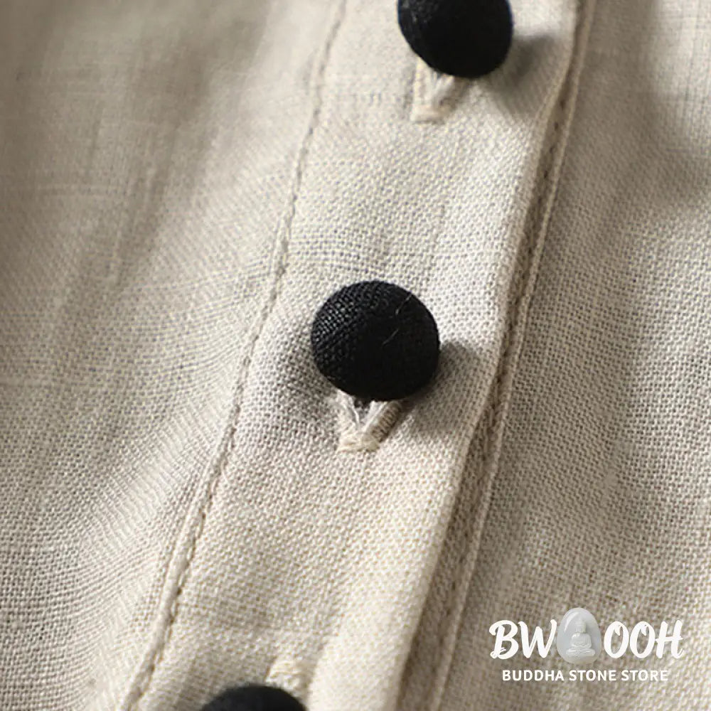 Buddha Stones Buttons Design Women’s Long Sleeve Coat With Pockets - Women’s Coat