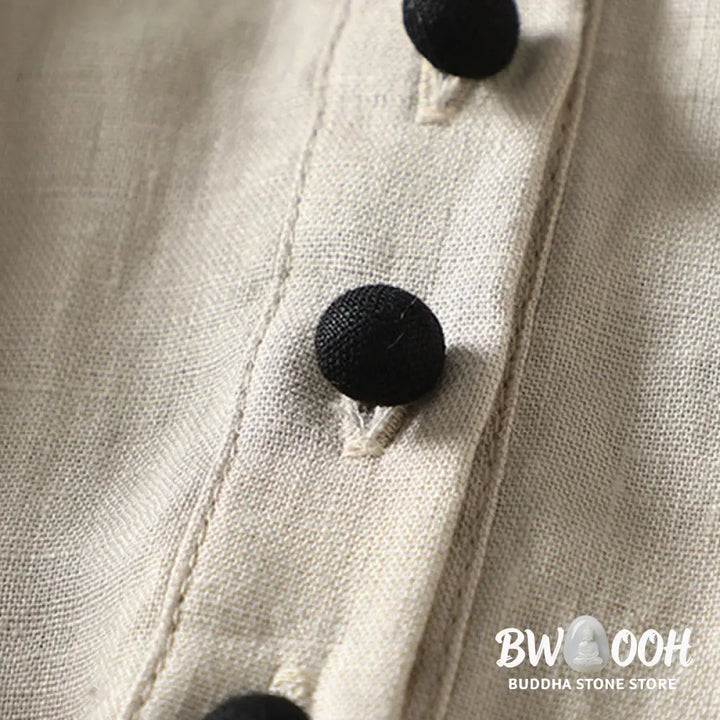 Buddha Stones Buttons Design Women’s Long Sleeve Coat With Pockets - Women’s Coat