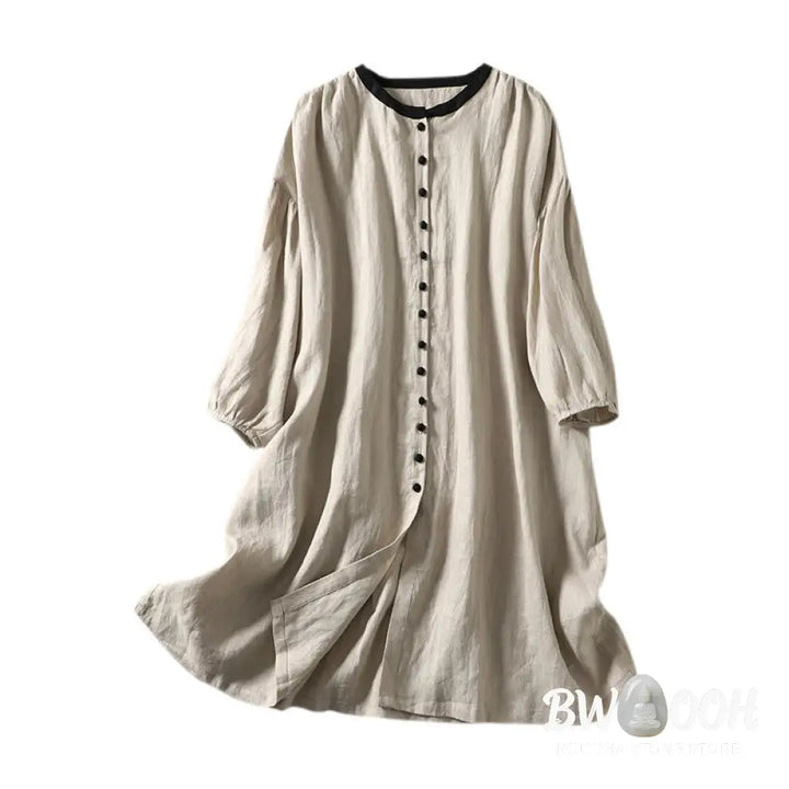 Buddha Stones Buttons Design Women’s Long Sleeve Coat With Pockets - Women’s Coat
