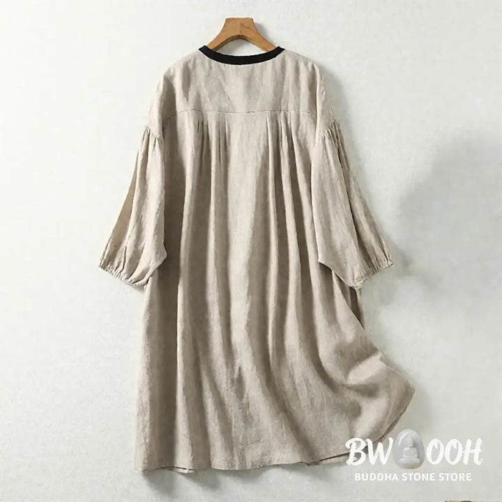 Buddha Stones Buttons Design Women’s Long Sleeve Coat With Pockets - Women’s Coat