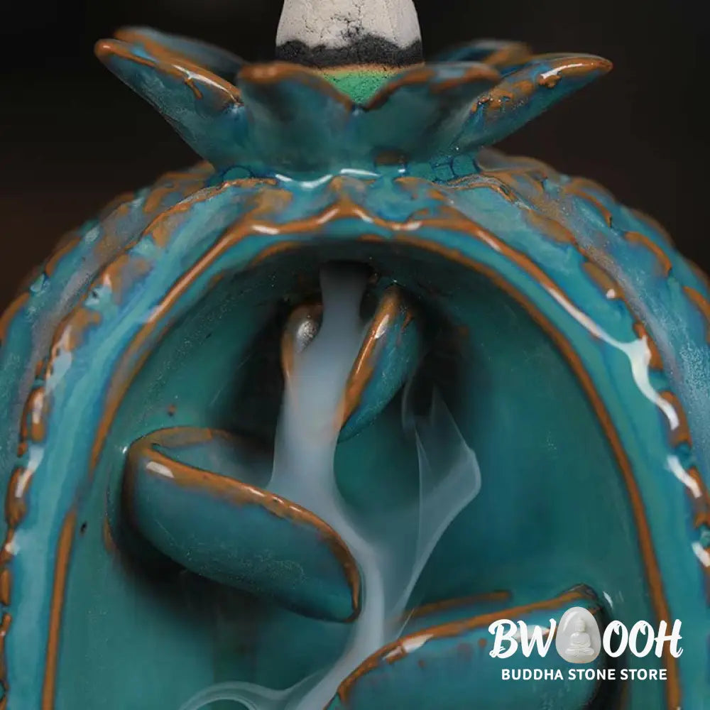 BWOOOH Cactus Ceramic Healing Backflow Smoke Fountain Incense Burner - Cactus-Blue 12.5*6.5*17cm - Incense Burner