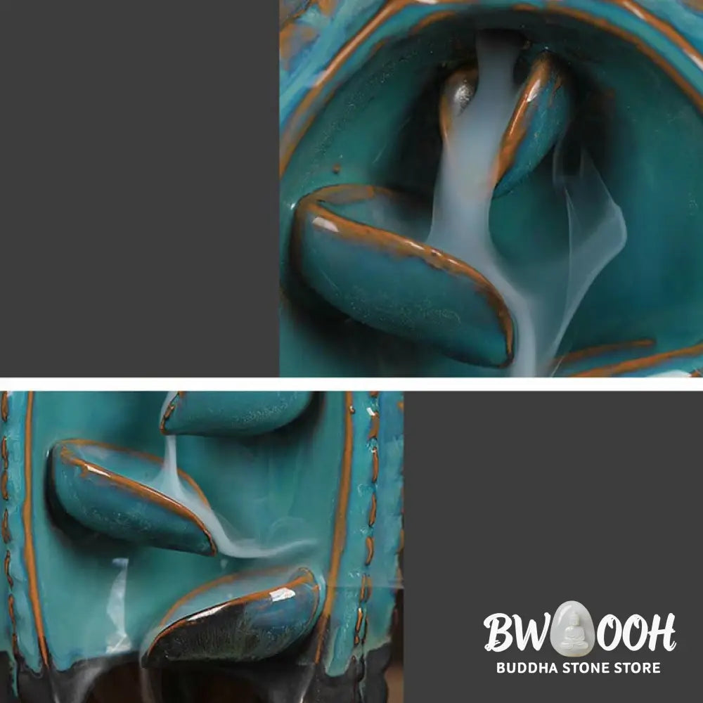BWOOOH Cactus Ceramic Healing Backflow Smoke Fountain Incense Burner - Cactus-Blue 12.5*6.5*17cm - Incense Burner