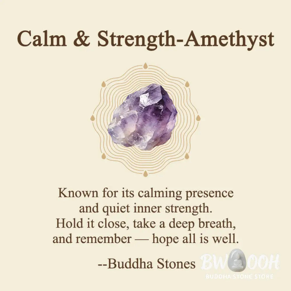 Buddha Stones Calm &amp; Strength Natural Small Amethyst Worry Stone Balance Crystal Decor 3.5*4.5cm - Natural