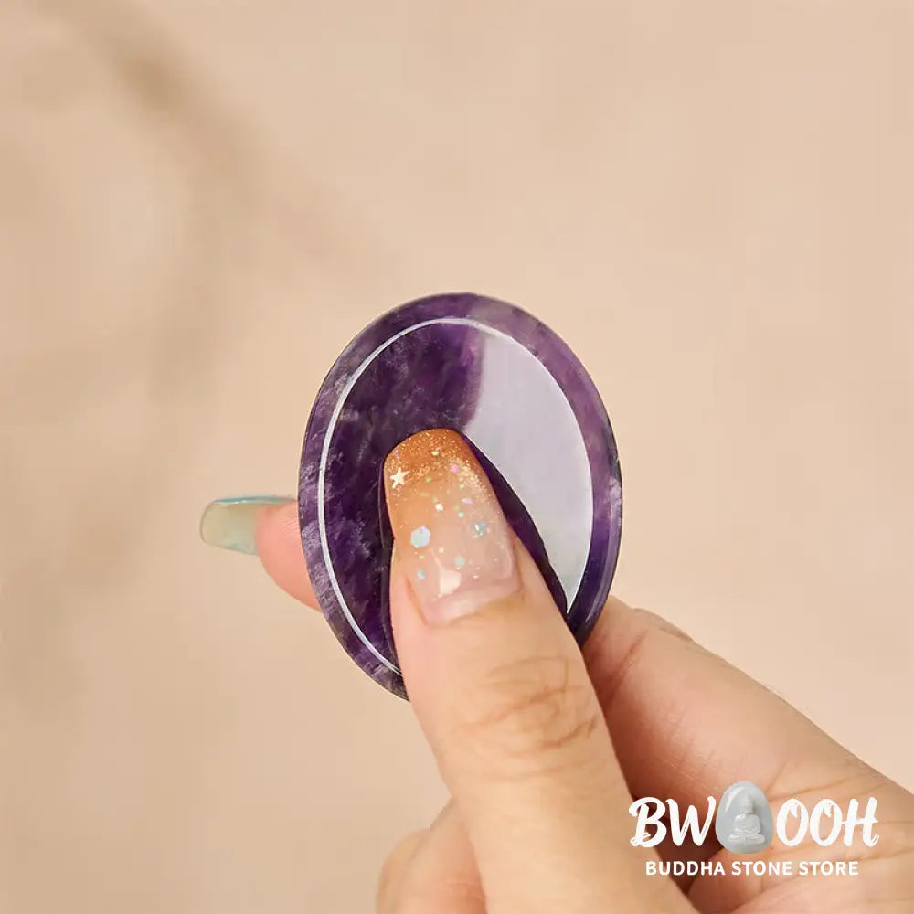 Buddha Stones Calm &amp; Strength Natural Small Amethyst Worry Stone Balance Crystal Decor 3.5*4.5cm - Natural