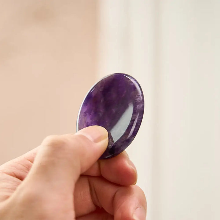Buddha Stones Calm &amp; Strength Natural Small Amethyst Worry Stone Balance Crystal Decor 3.5*4.5cm - Natural