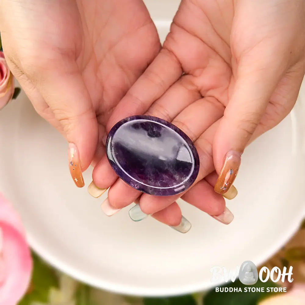 Buddha Stones Calm &amp; Strength Natural Small Amethyst Worry Stone Balance Crystal Decor 3.5*4.5cm - Natural