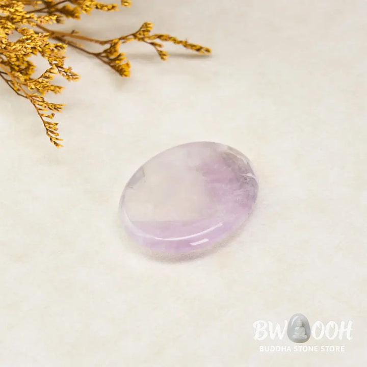 Buddha Stones Calm &amp; Strength Natural Small Light Amethyst Worry Stone Protection Crystal Decor 3.5*4.5cm - Natural