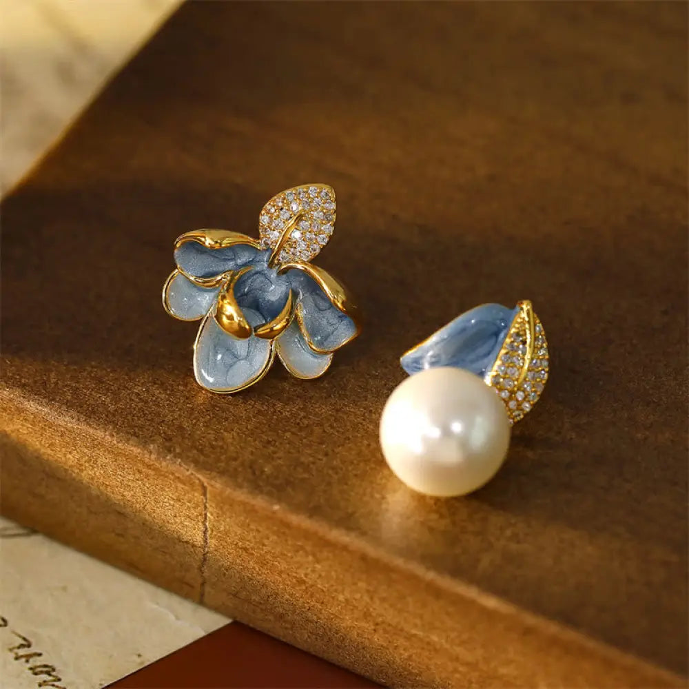 BWOOOH Camellia Flower Zircon Copper Luck Stud Earrings — Copper spiritual jewelry for spiritual healing and mindful living