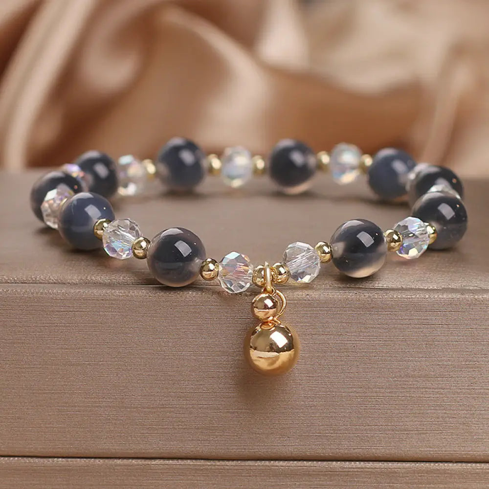 Buddha Stones Candy Agate Healing Harmony Bead Charm Bracelet - BWOOOH - Gray Candy Agate(Wrist Circumference 14-17cm)