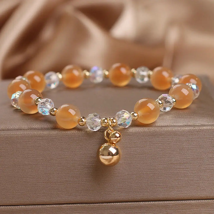 Buddha Stones Candy Agate Healing Harmony Bead Charm Bracelet - BWOOOH - Yellow Candy Agate(Wrist Circumference