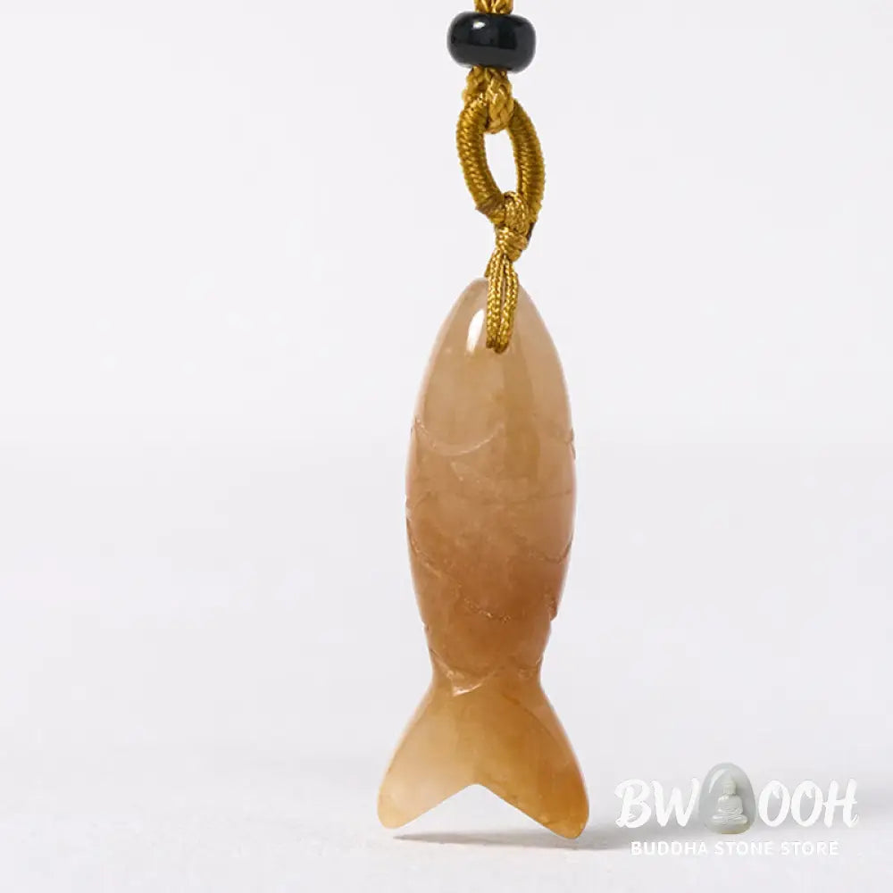 Buddha Stones Carving Koi Fish Pink Crystal Indian Agate Amethyst Warmth Prosperity Necklace Pendant - BWOOOH
