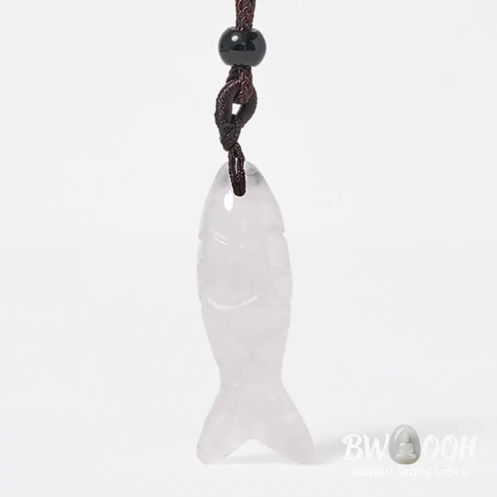 Buddha Stones Carving Koi Fish Pink Crystal Indian Agate Amethyst Warmth Prosperity Necklace Pendant - BWOOOH