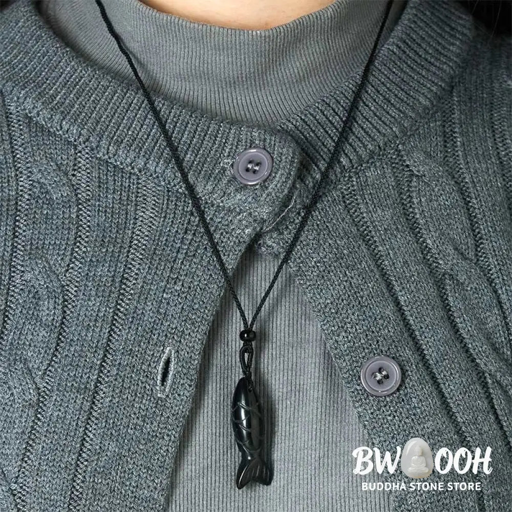 Buddha Stones Carving Koi Fish Pink Crystal Indian Agate Amethyst Warmth Prosperity Necklace Pendant - BWOOOH