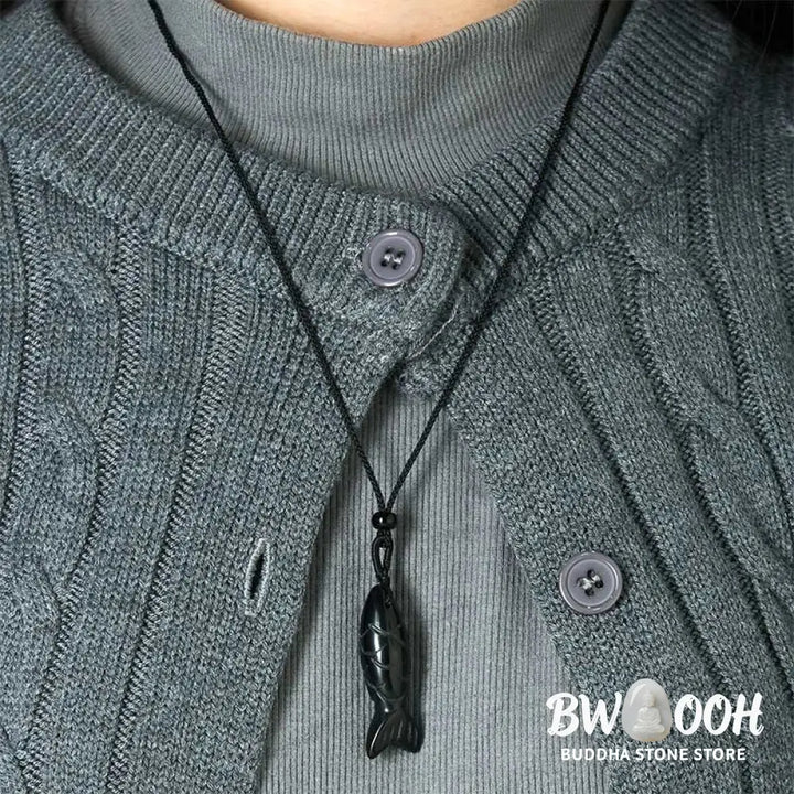 Buddha Stones Carving Koi Fish Pink Crystal Indian Agate Amethyst Warmth Prosperity Necklace Pendant - BWOOOH