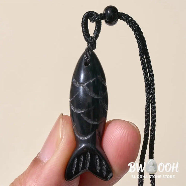 Buddha Stones Carving Koi Fish Pink Crystal Indian Agate Amethyst Warmth Prosperity Necklace Pendant - BWOOOH