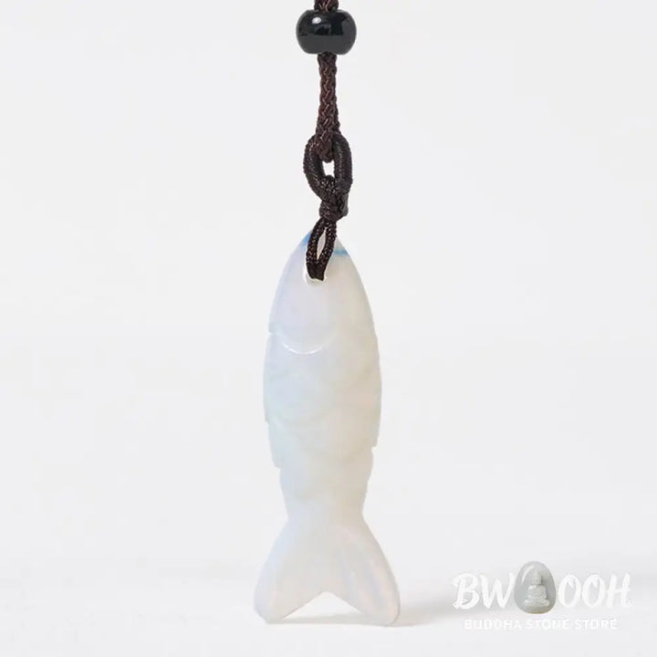 Buddha Stones Carving Koi Fish Pink Crystal Indian Agate Amethyst Warmth Prosperity Necklace Pendant - BWOOOH