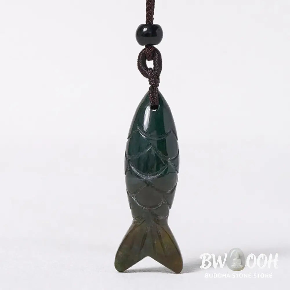 Buddha Stones Carving Koi Fish Pink Crystal Indian Agate Amethyst Warmth Prosperity Necklace Pendant - BWOOOH