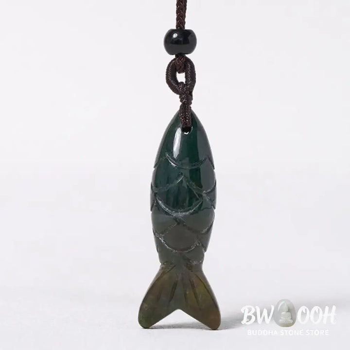 Buddha Stones Carving Koi Fish Pink Crystal Indian Agate Amethyst Warmth Prosperity Necklace Pendant - BWOOOH