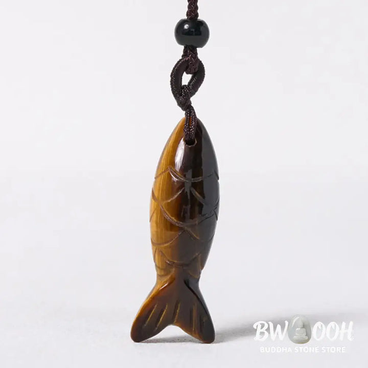Buddha Stones Carving Koi Fish Pink Crystal Indian Agate Amethyst Warmth Prosperity Necklace Pendant - BWOOOH