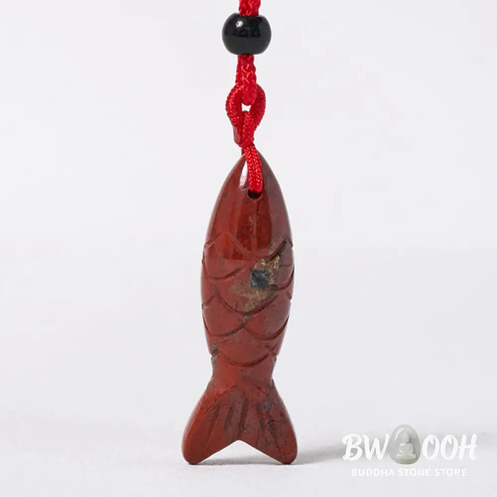 Buddha Stones Carving Koi Fish Pink Crystal Indian Agate Amethyst Warmth Prosperity Necklace Pendant - BWOOOH