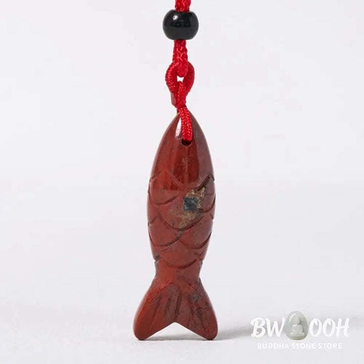 Buddha Stones Carving Koi Fish Pink Crystal Indian Agate Amethyst Warmth Prosperity Necklace Pendant - BWOOOH