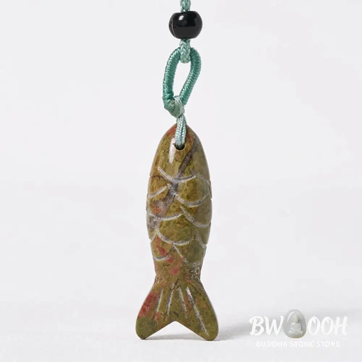 Buddha Stones Carving Koi Fish Pink Crystal Indian Agate Amethyst Warmth Prosperity Necklace Pendant - BWOOOH