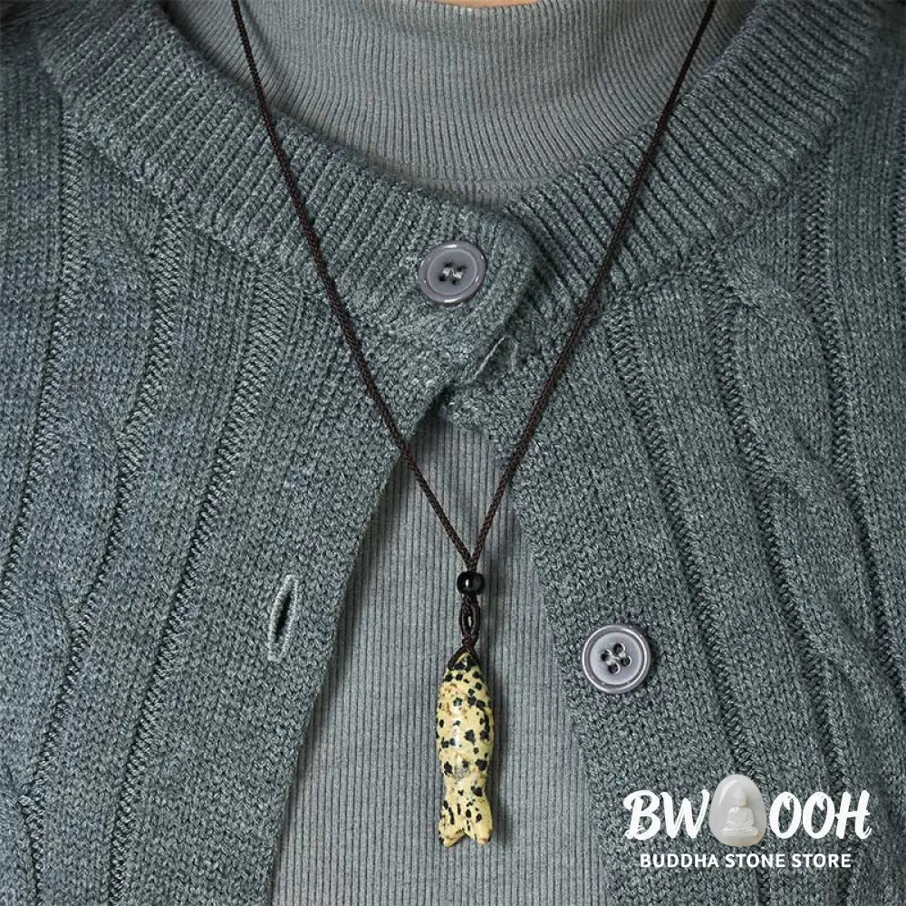 Buddha Stones Carving Koi Fish Pink Crystal Indian Agate Amethyst Warmth Prosperity Necklace Pendant - BWOOOH