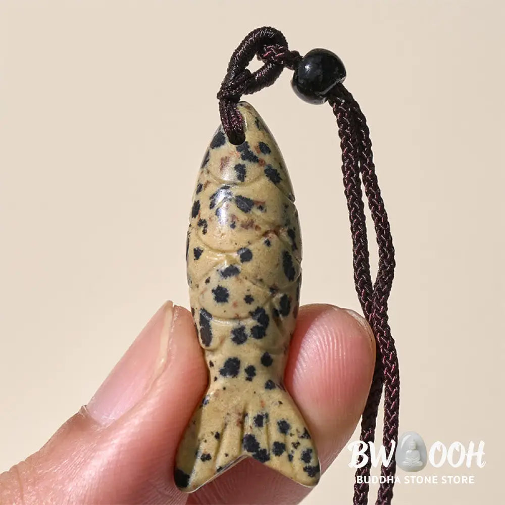 Buddha Stones Carving Koi Fish Pink Crystal Indian Agate Amethyst Warmth Prosperity Necklace Pendant - BWOOOH