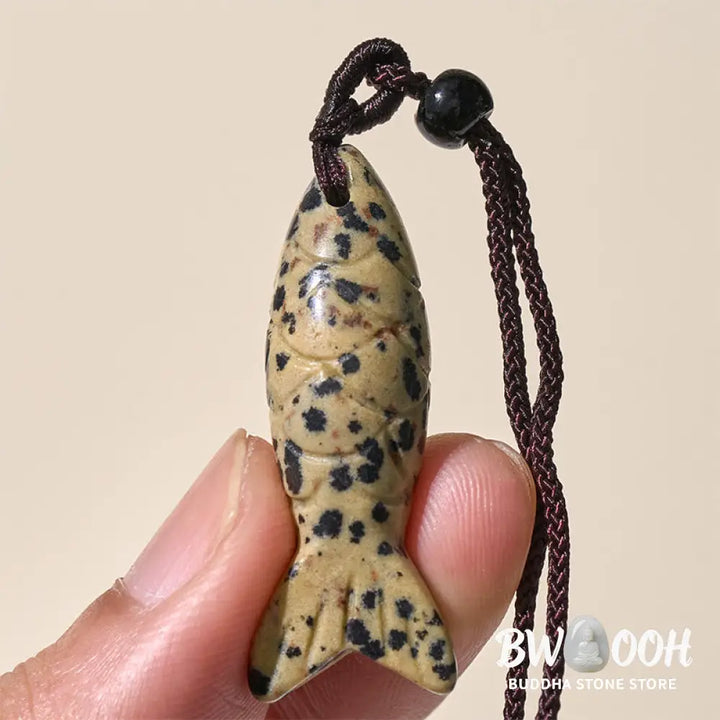 Buddha Stones Carving Koi Fish Pink Crystal Indian Agate Amethyst Warmth Prosperity Necklace Pendant - BWOOOH