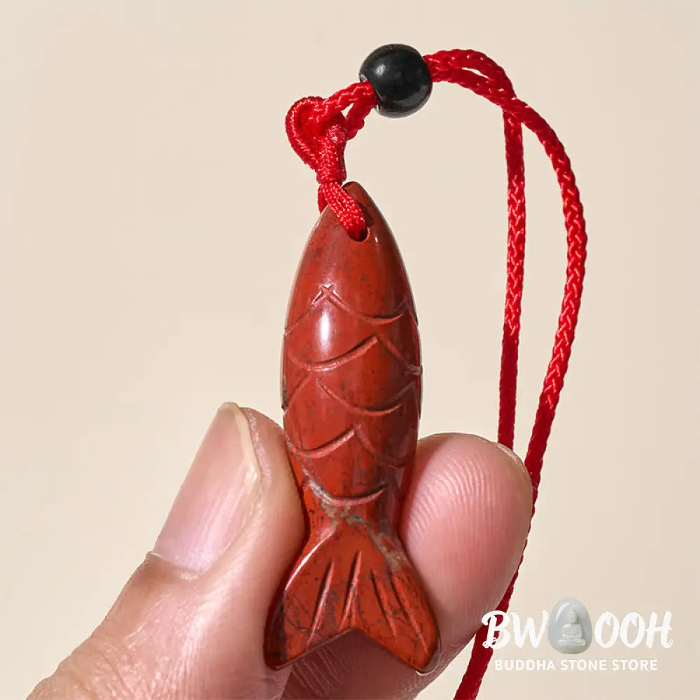 Buddha Stones Carving Koi Fish Pink Crystal Indian Agate Amethyst Warmth Prosperity Necklace Pendant - BWOOOH