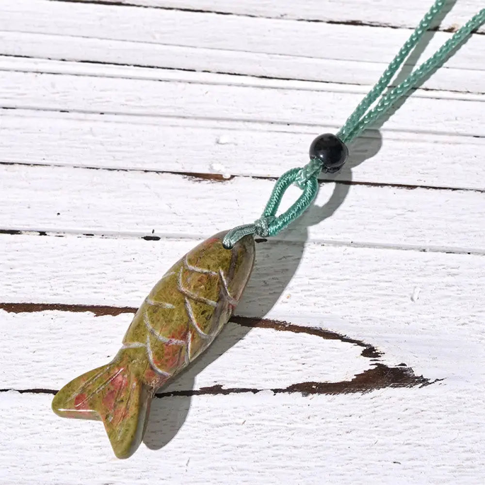 Buddha Stones Carving Koi Fish Pink Crystal Indian Agate Amethyst Warmth Prosperity Necklace Pendant - BWOOOH