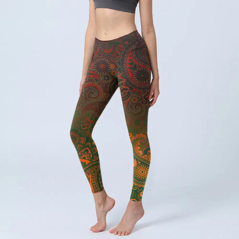 BWOOOH printed yoga leggings - Cashew Flower Paisley Print Gym Leggings