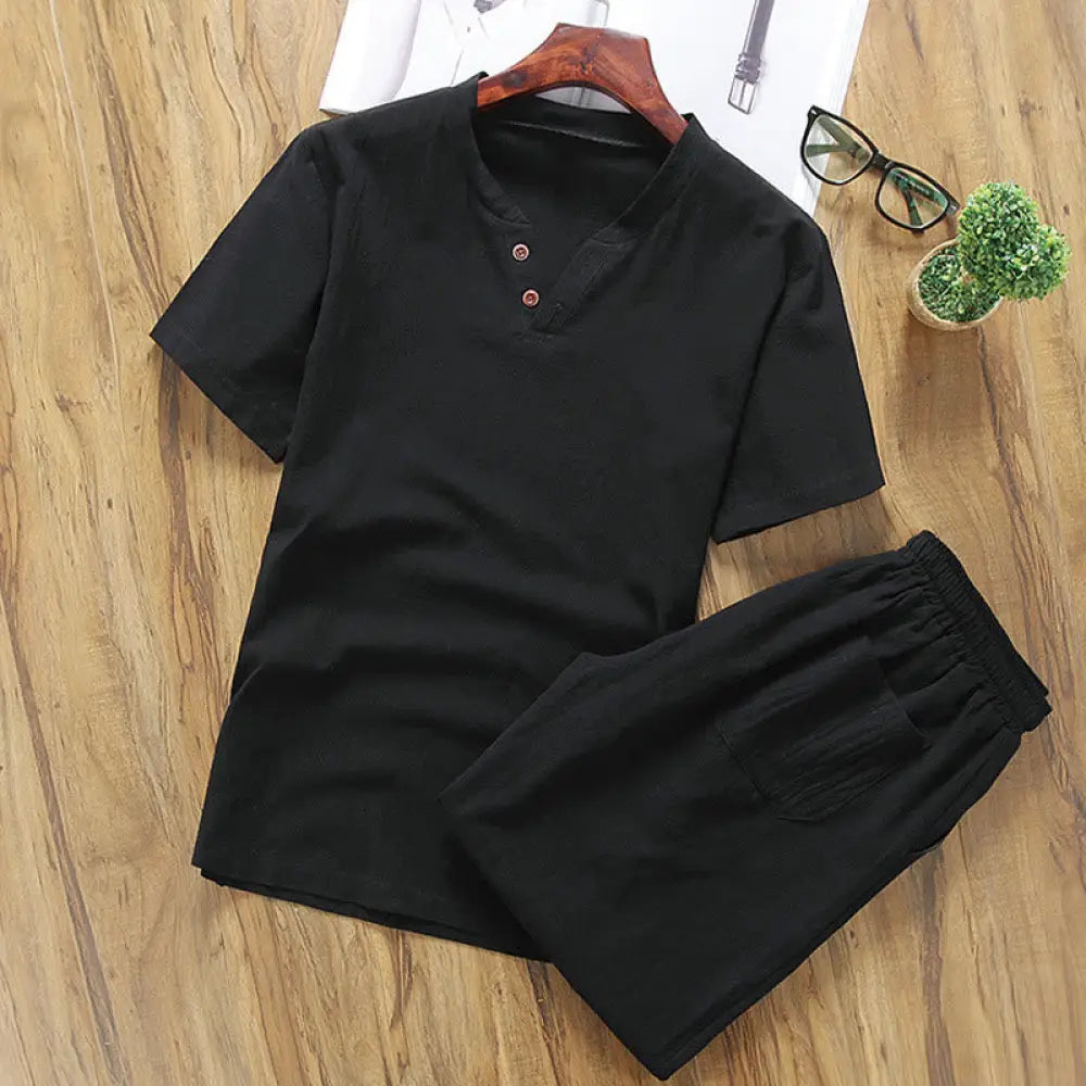 BWOOOH printed yoga pants - Casual 2Pcs Plain Sleeve T-Shirt Shorts 