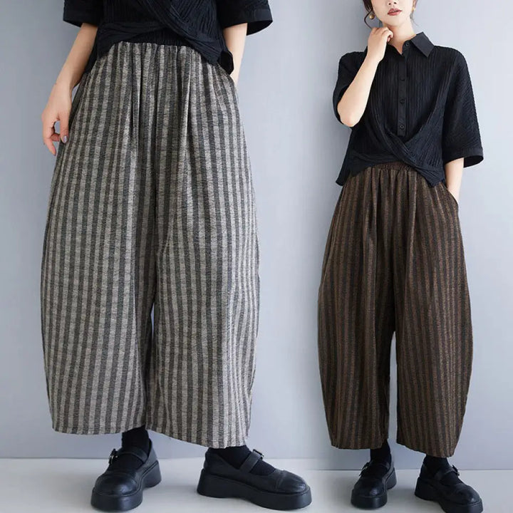 BWOOOH printed wide-leg yoga pants - Casual 7-8 Length Corduroy Stripes Women