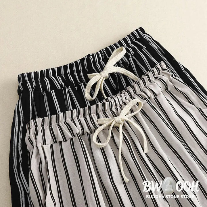 BWOOOH printed wide-leg yoga pants - Casual Acrylic Stripe Lace-up Women&