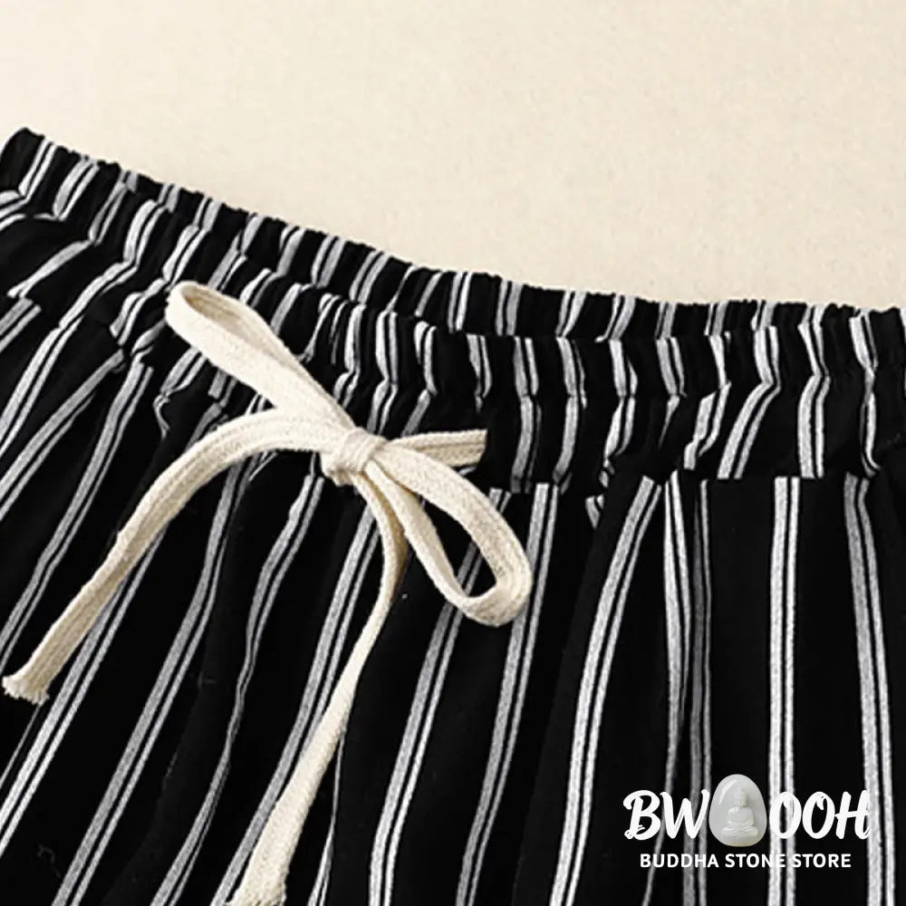 BWOOOH printed wide-leg yoga pants - Casual Acrylic Stripe Lace-up Women&