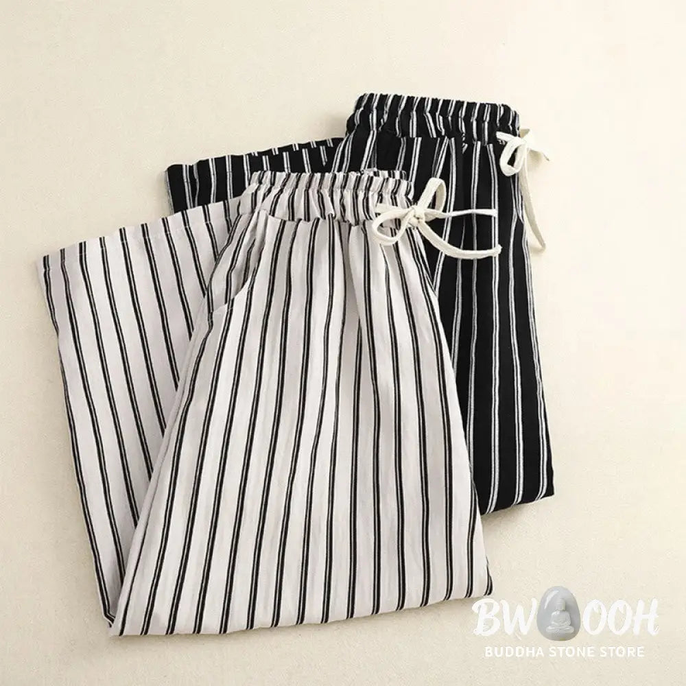 BWOOOH printed wide-leg yoga pants - Casual Acrylic Stripe Lace-up Women&