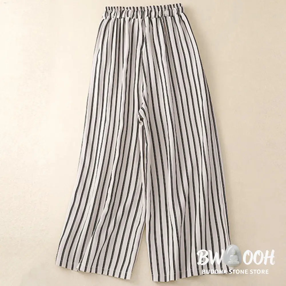 BWOOOH printed wide-leg yoga pants - Casual Acrylic Stripe Lace-up Women&