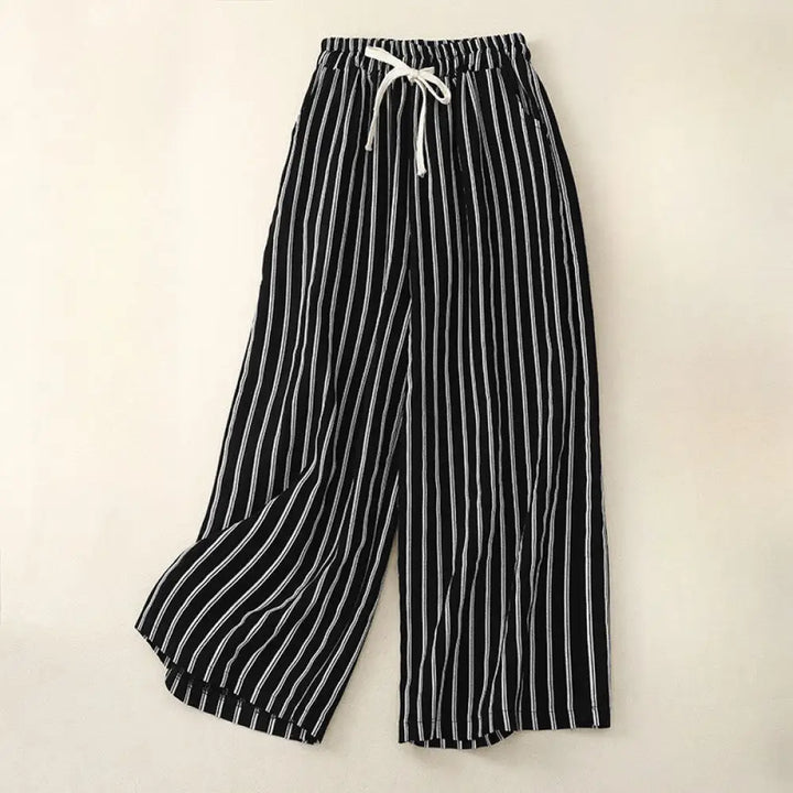 BWOOOH printed wide-leg yoga pants - Casual Acrylic Stripe Lace-up Women&