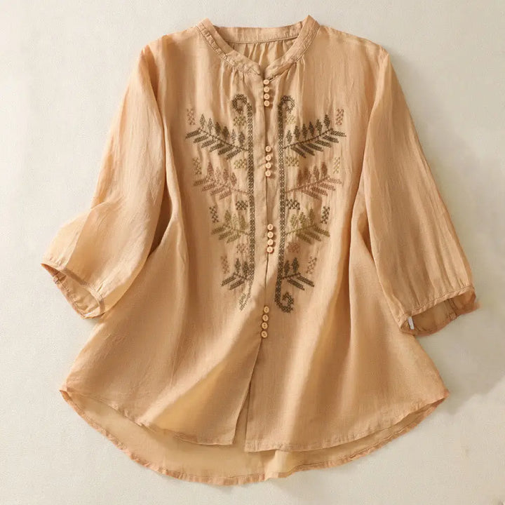 BWOOOH Casual Artistic Embroidery Leaves Pattern Women&