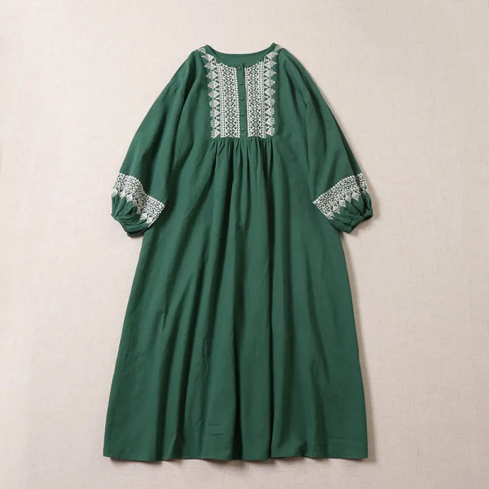 BWOOOH Casual Artistic Geometric Embroidery Button Front 