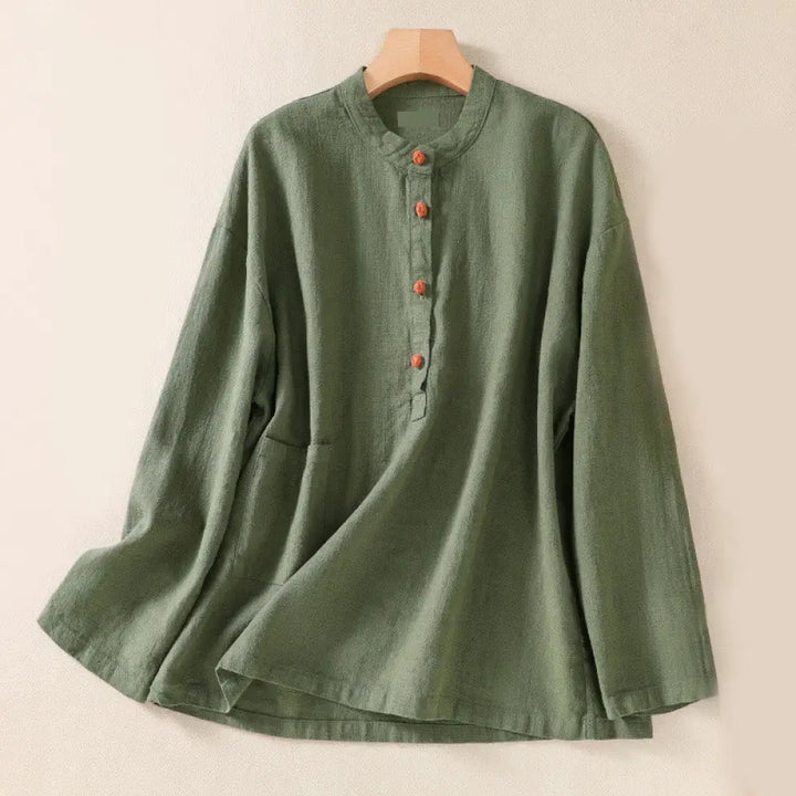 BWOOOH Casual Buttons Crew Neck Cotton Women&