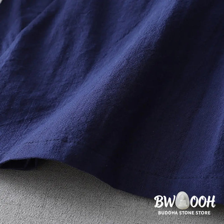 Buddha Stones Casual Color Stitching V-Neck Three Quarter Sleeve Zen Cotton Linen Women’s Shirt - Women’s Shirts