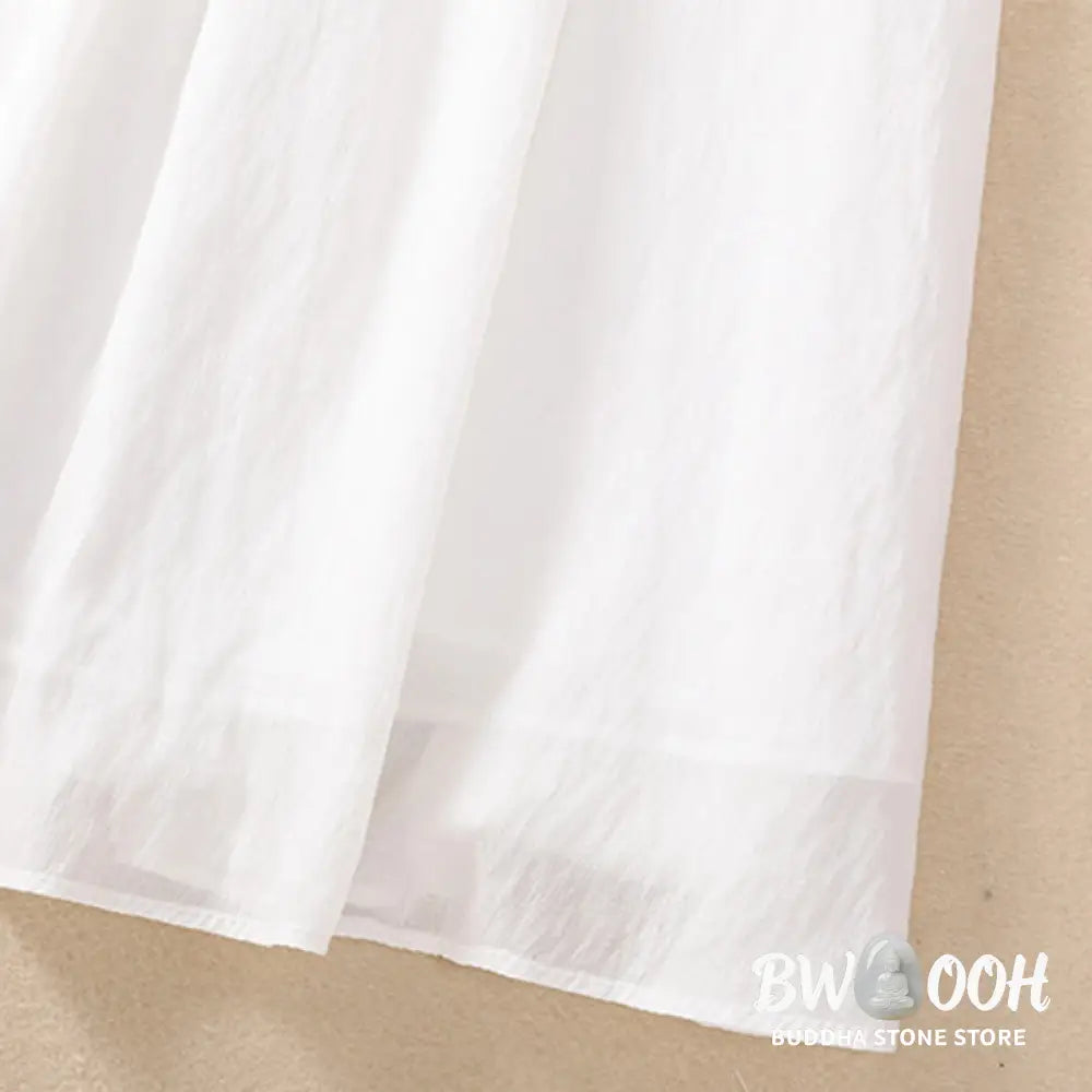 Buddha Stones Casual Contrasting Color Pleated Lace-Up Design Women’s Cotton Linen 7-8 Length Skirt - Skirt