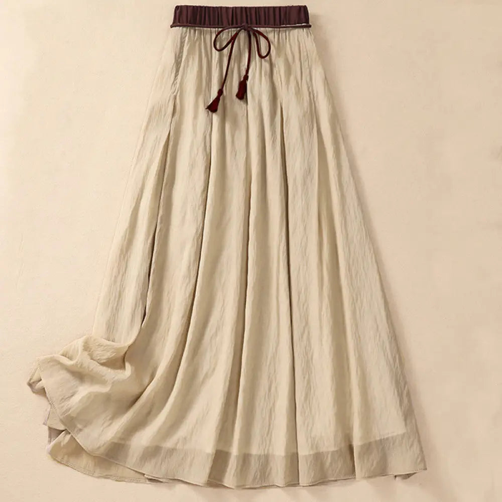 BWOOOH Casual Contrasting Color Pleated Lace-Up Design Wo