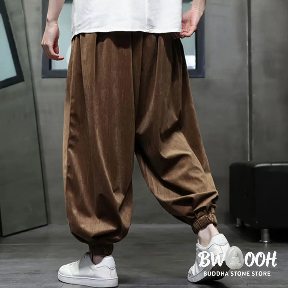 Buddha Stones Casual Daily Pure Color Drawstring Design Men’s Harem Pants With Pockets - Men’s Harem Pants